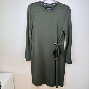 Barbour Long Sleeve Dress in Olive Green - 6